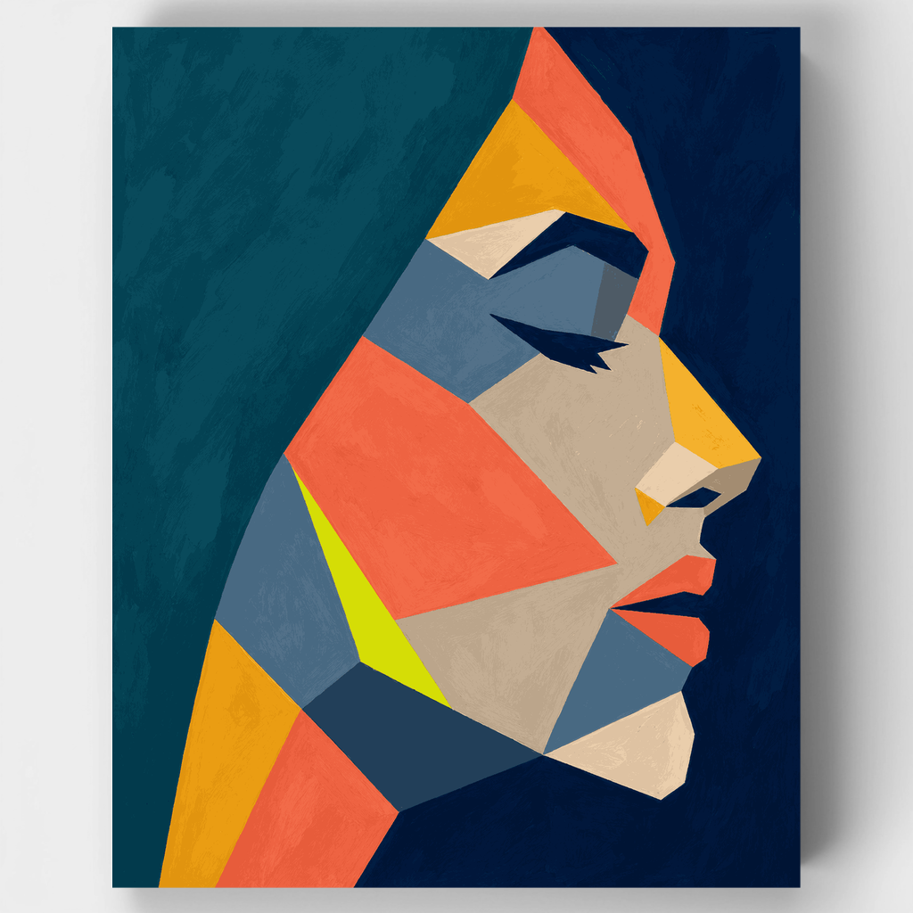 Kit de pintura por números: Perfil facial geométrico — Estándar
