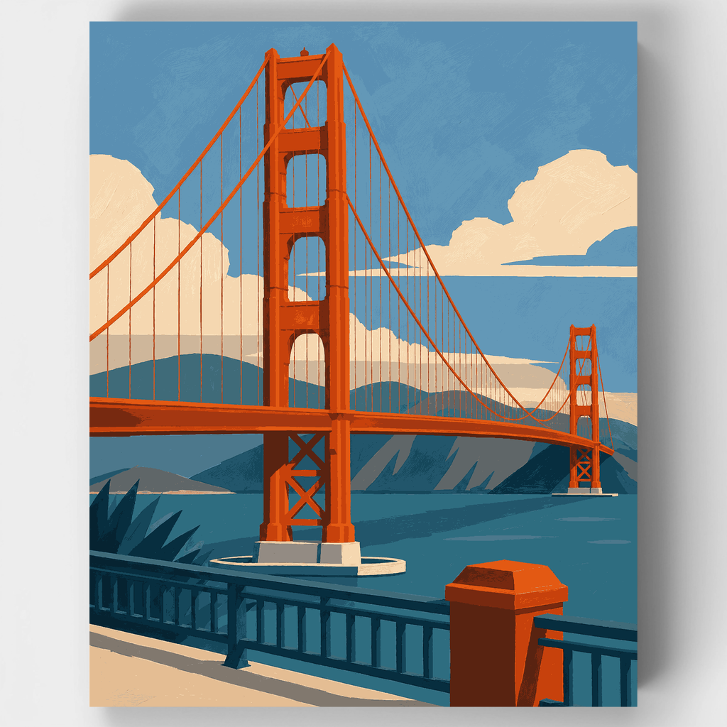 Kit de pintura por números: Golden Gate geométrico — Estándar