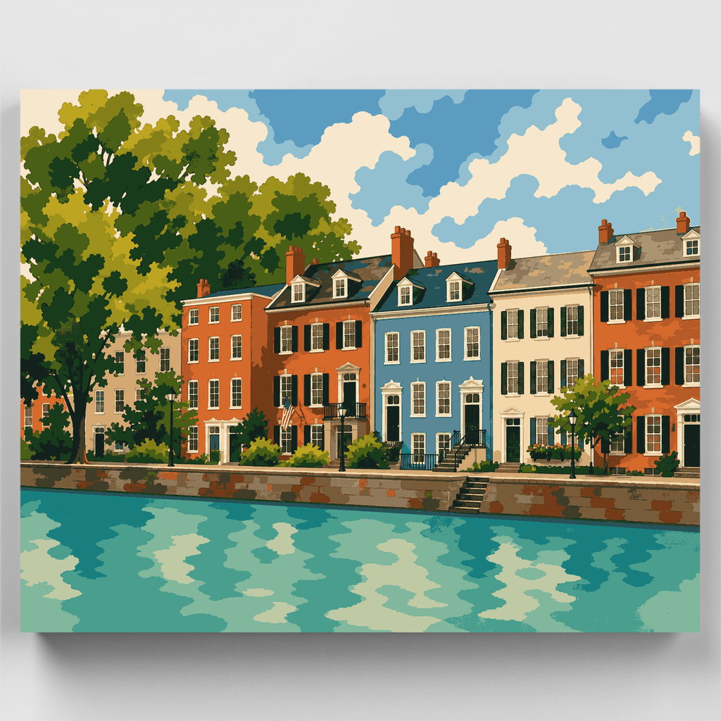 Georgetown Canal Row Houses - Paint by Numbers Kit