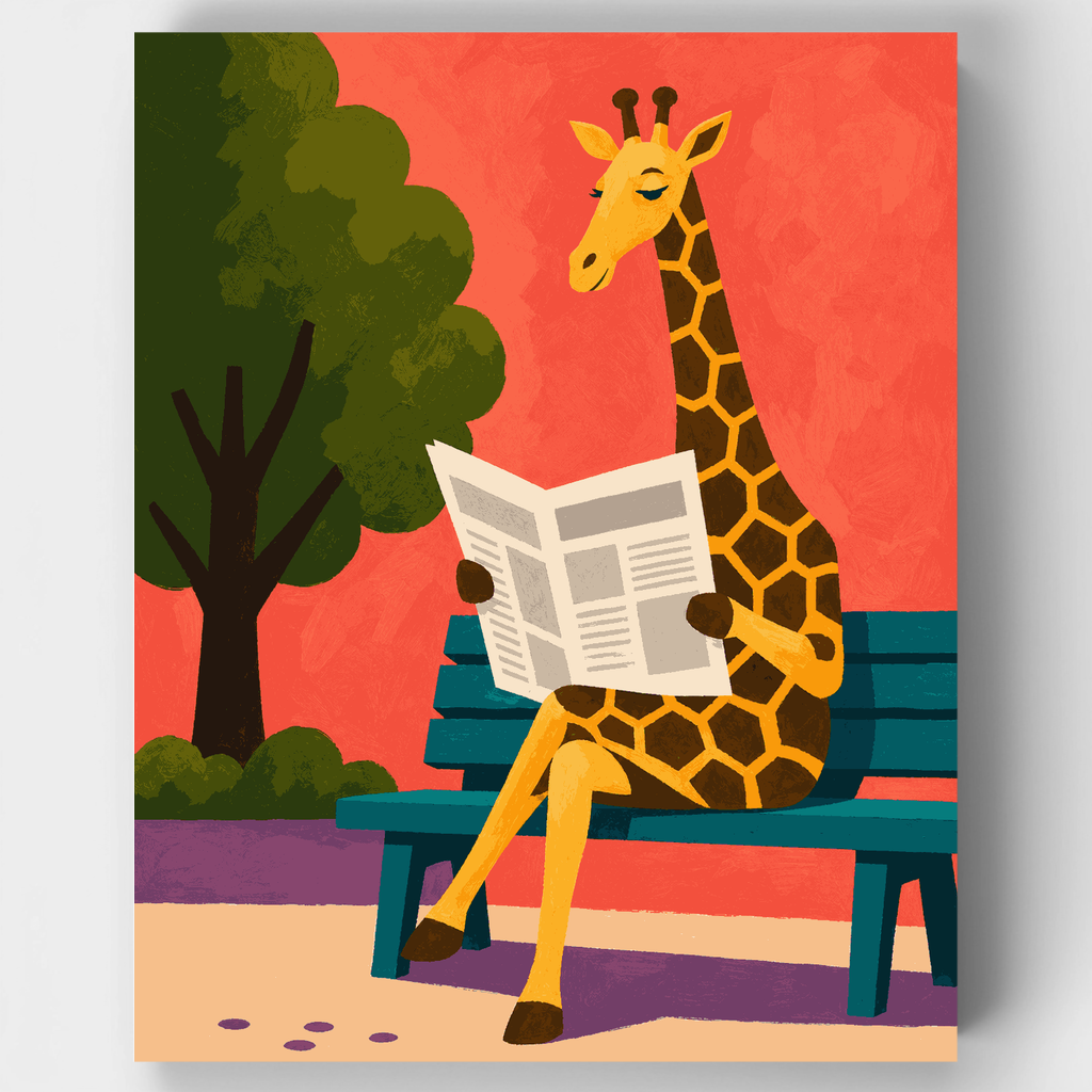 Jirafa en banco - Kit de pintura por números — Estándar