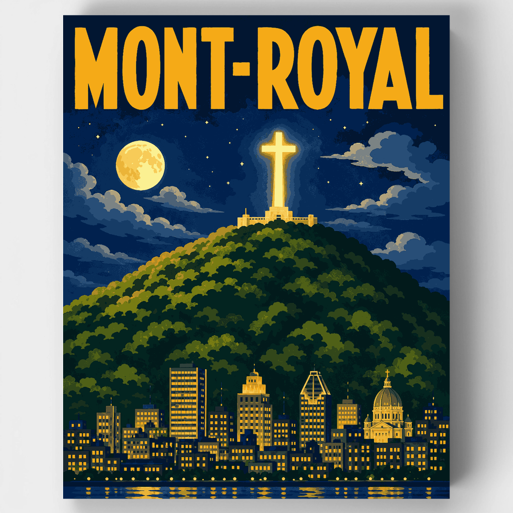 Glowing Cross Over Montreal - Paint by Numbers Kit