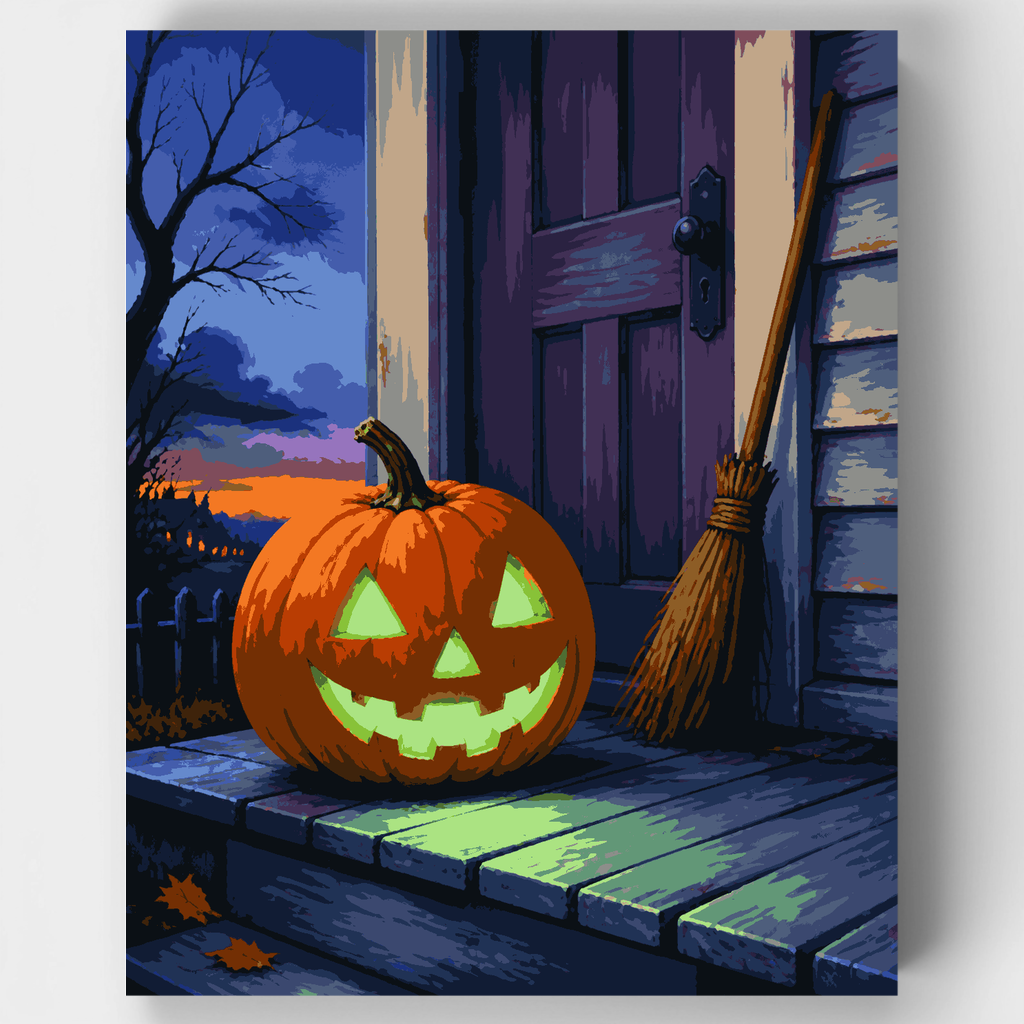 Kit de pintura por números - Calabaza de Halloween brillante — Estándar