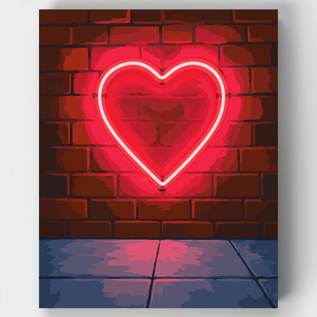 Glowing Neon Heart - Paint by Numbers Kit