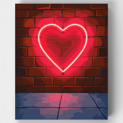 Glowing Neon Heart - Paint by Numbers Kit