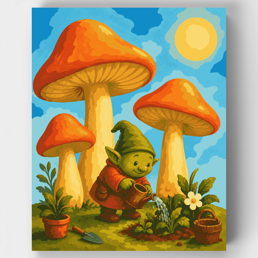 Gnome Mushroom Garden - Paint by Numbers Kit