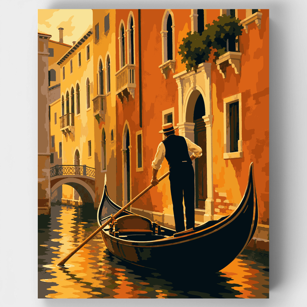 Golden Canal Gondolier - Paint by Numbers Kit
