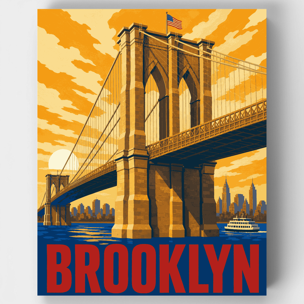 Kit de pintura por números - Puente de Brooklyn al amanecer — Estándar