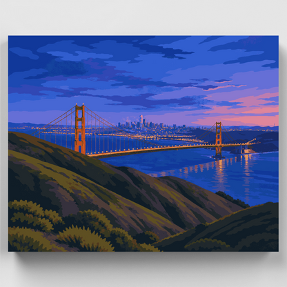 Golden Gate Blue Hour - Paint by Numbers Kit