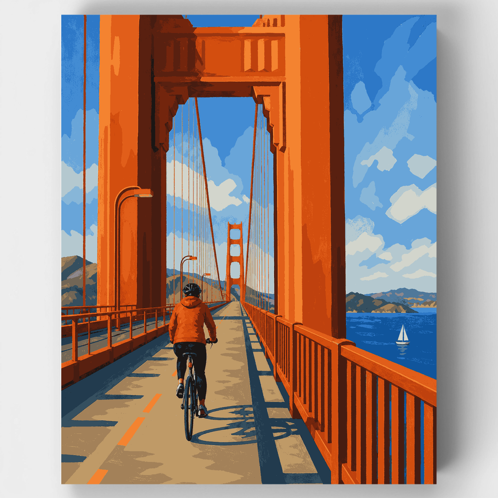 Ciclista en el Golden Gate - Kit de pintura por números — Estándar