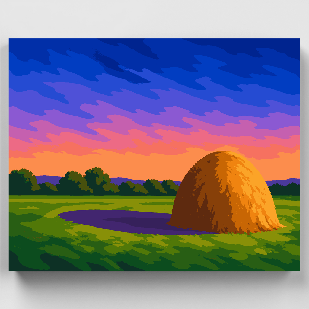 Golden Haystack at Sunset - Paint by Numbers Kit