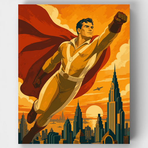 Golden Hero Flight - Paint by Numbers Kit