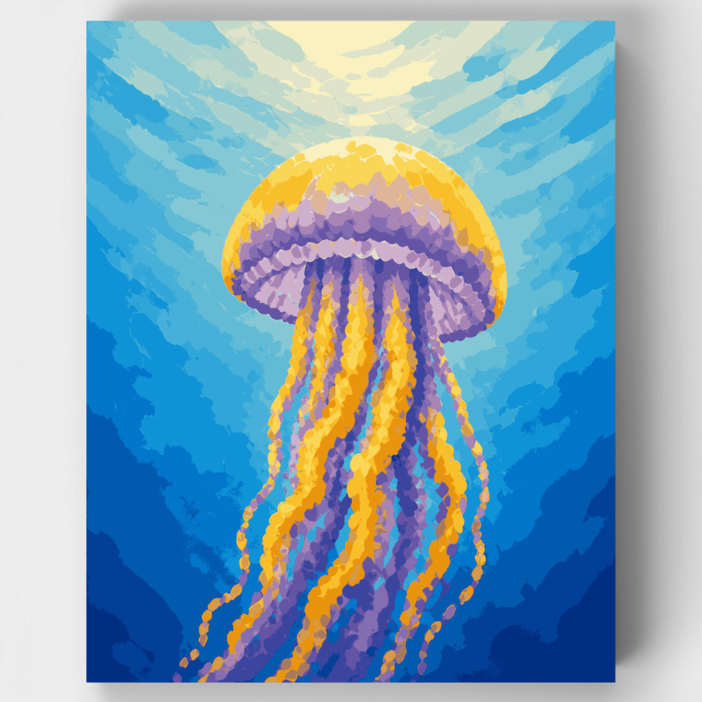 Golden Jellyfish Ascending - Paint by Numbers Kit