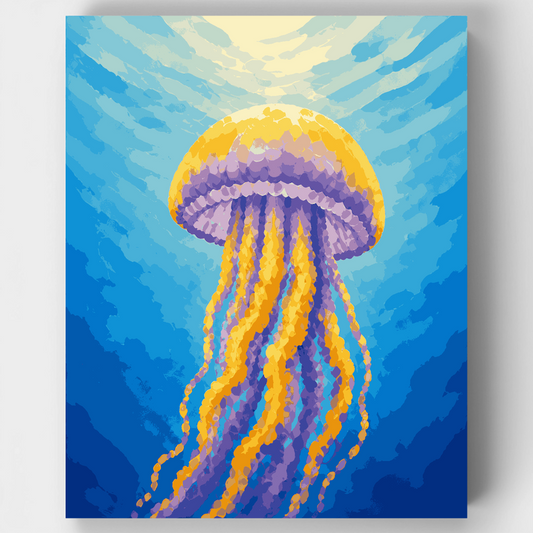 Golden Jellyfish Ascending - Paint by Numbers Kit
