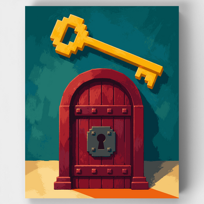 Golden Key and Door - Paint by Numbers Kit