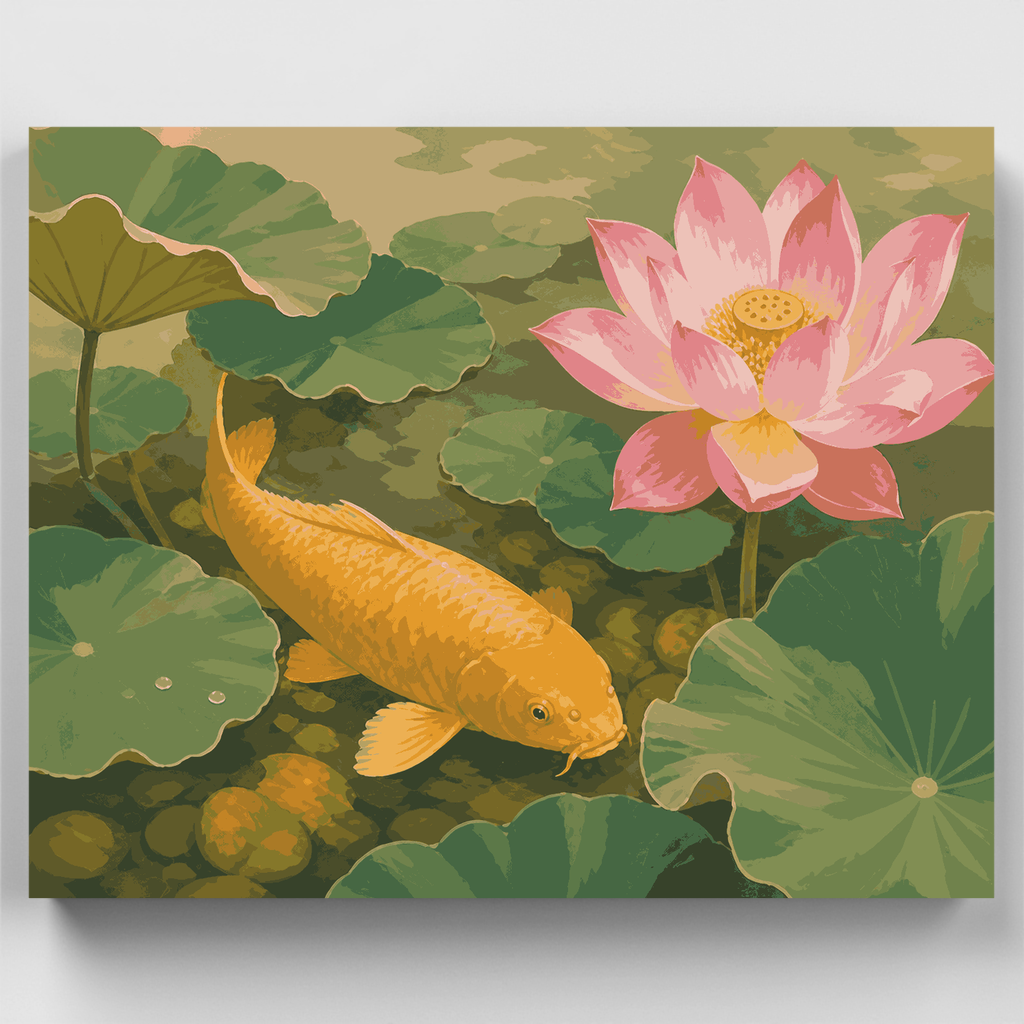 Koi dorado y loto - Kit de pintura por números — Estándar