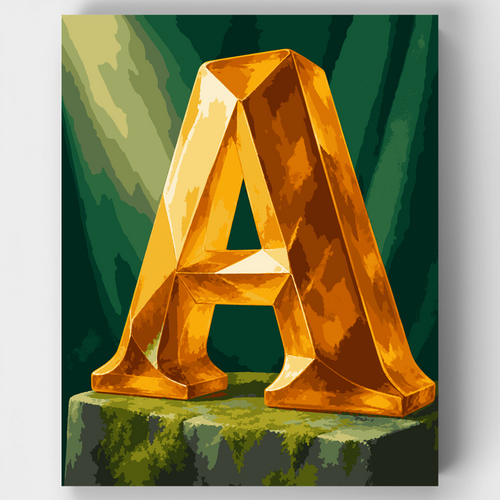 Golden Letter A - Paint by Numbers Kit