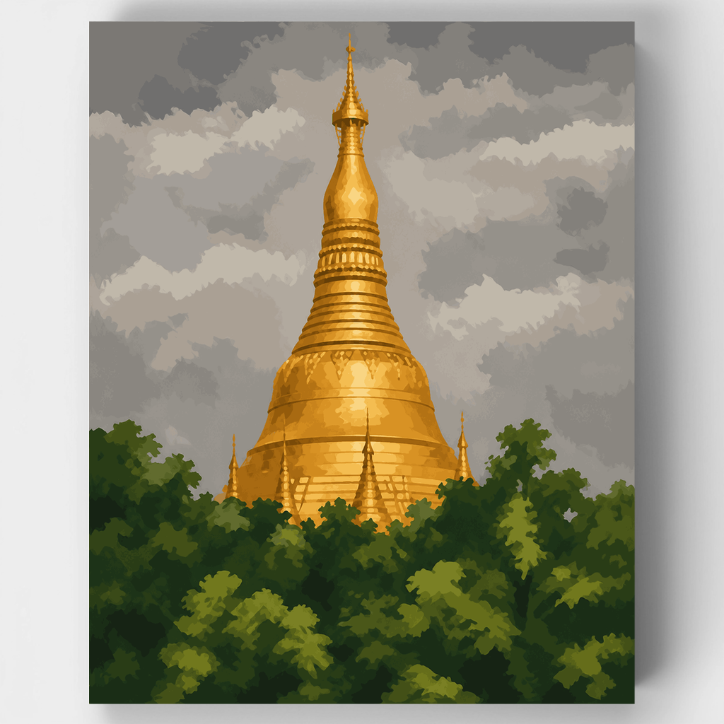 Golden Pagoda Spire - Paint by Numbers Kit