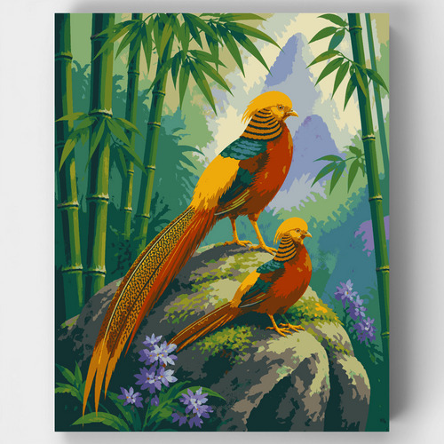 Golden Pheasant Pair - Paint by Numbers Kit