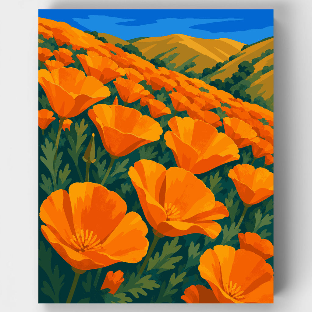 Campos de amapolas doradas - Kit de pintura por números — Estándar