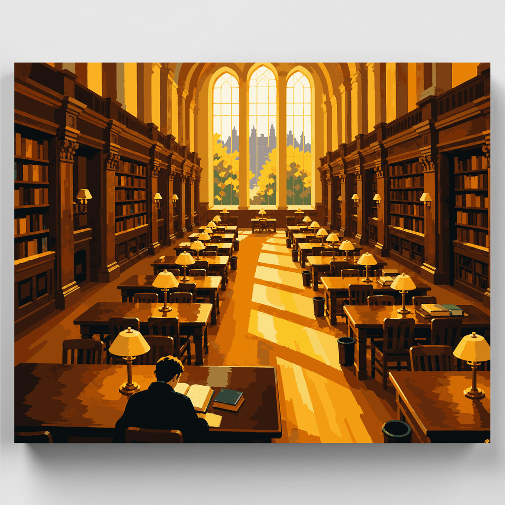 Sala de lectura dorada - Kit de pintura por números — Estándar