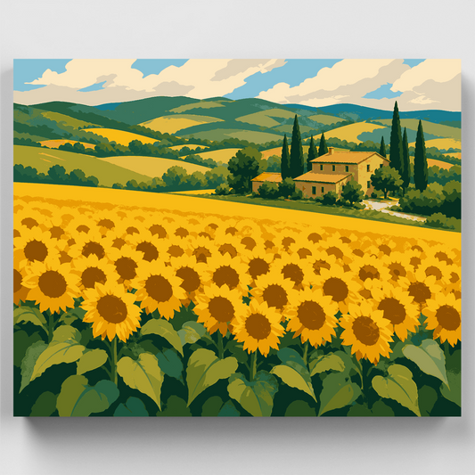 Golden Sunflower Farmhouse - Paint by Numbers Kit