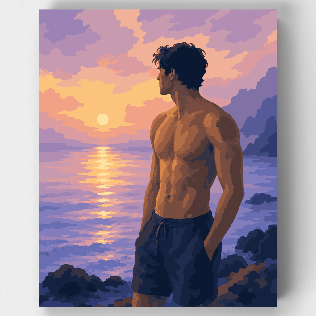 Kit de pintura por números - Atardecer dorado — Estándar