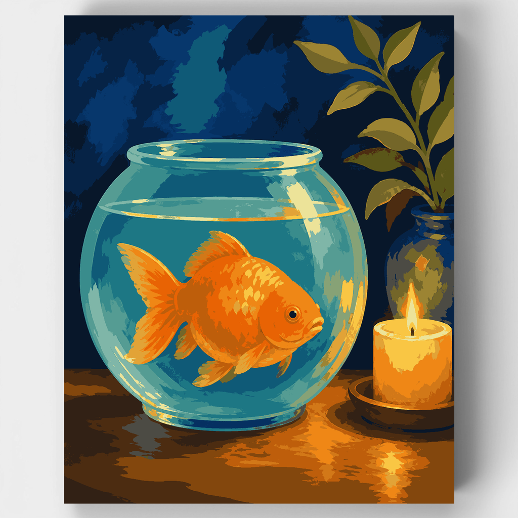 Peces dorados a la luz de las velas - Kit de pintura por números — Estándar