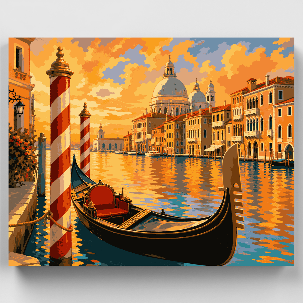 Gondola at Golden Sunset - Paint by Numbers Kit