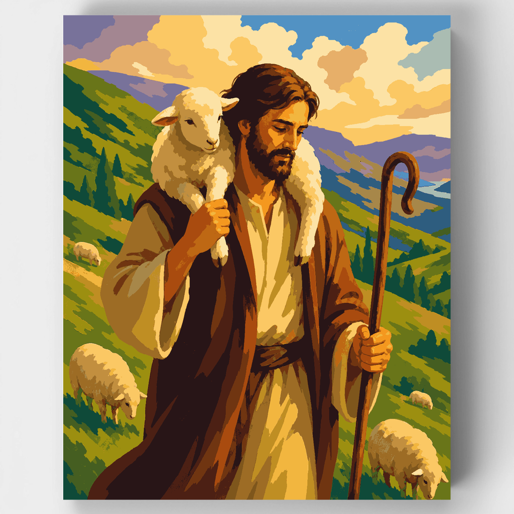Kit de pintura por números - Cordero del Buen Pastor — Estándar