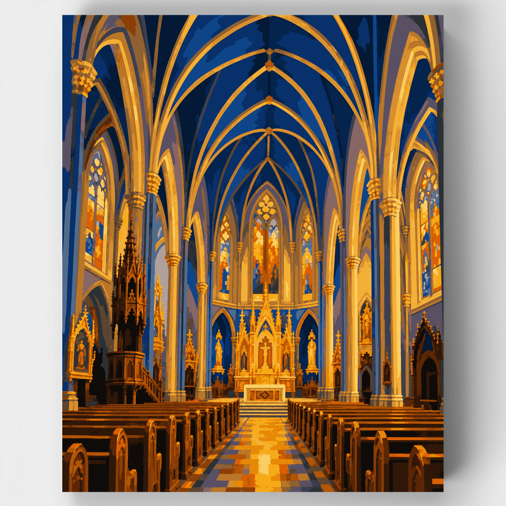 Interior de catedral gótica - Kit de pintura por números — Estándar