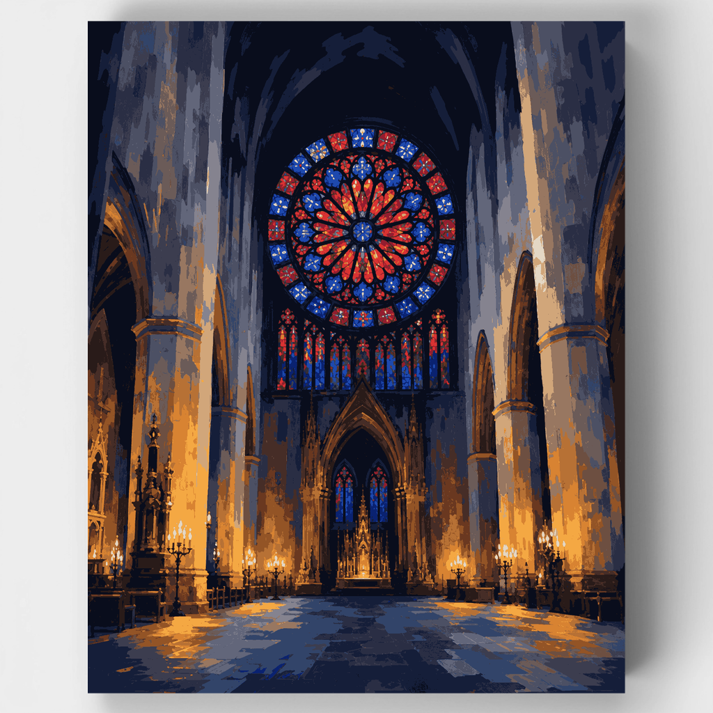 Kit de pintura por números - Rosetón gótico — Estándar