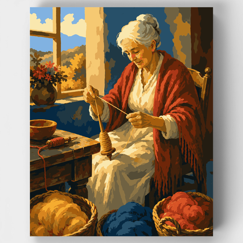 Grandmother's Spinning Wheel - Paint by Numbers Kit