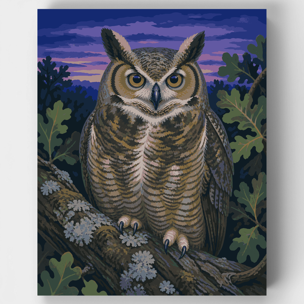 Great Horned Owl at Dusk - Paint by Numbers Kit
