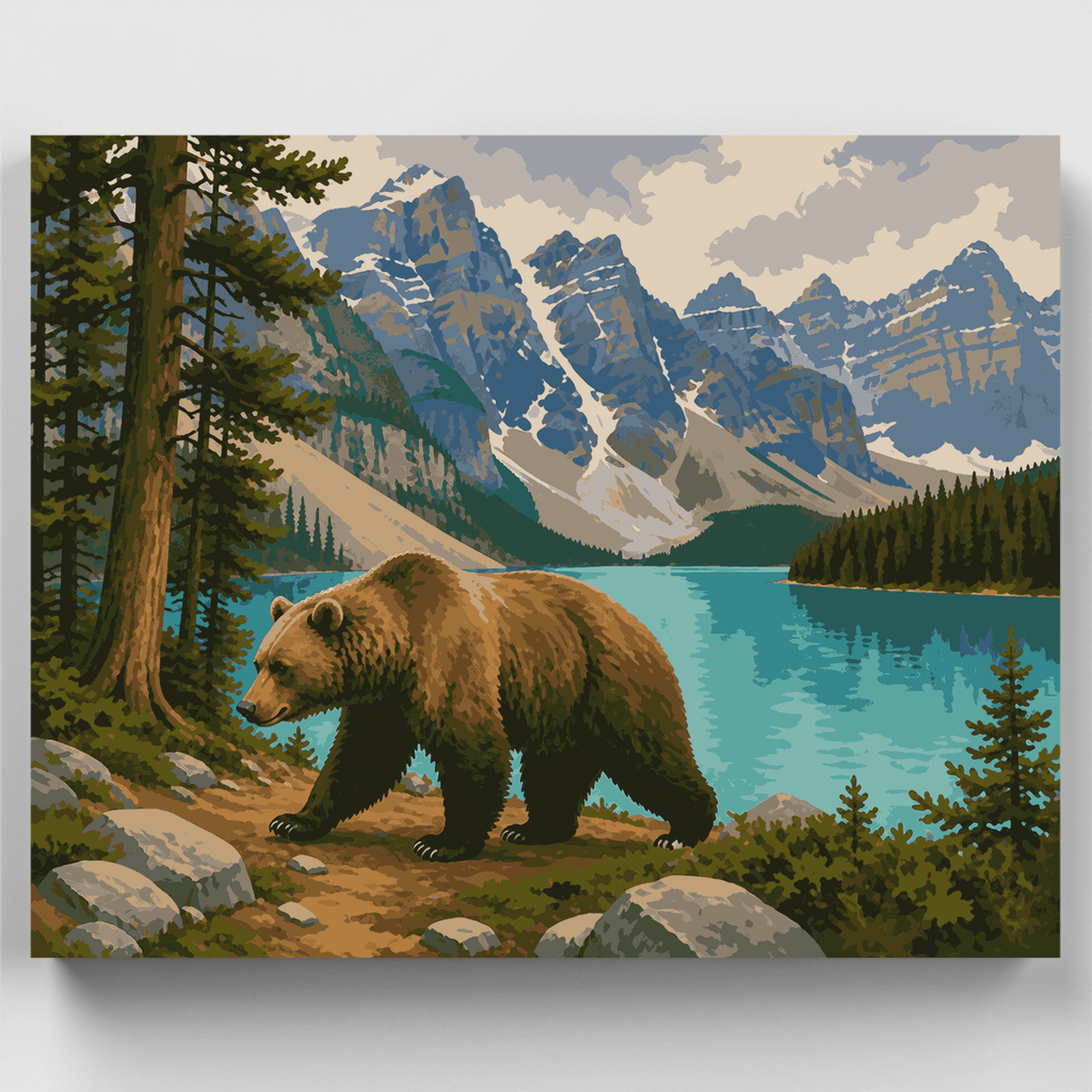 Grizzly at Lake Moraine - Paint by Numbers Kit