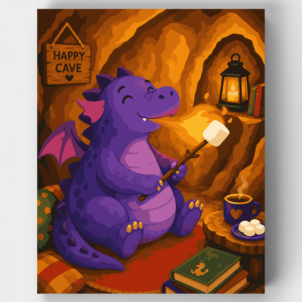 Happy Cave Dragon - Paint by Numbers Kit