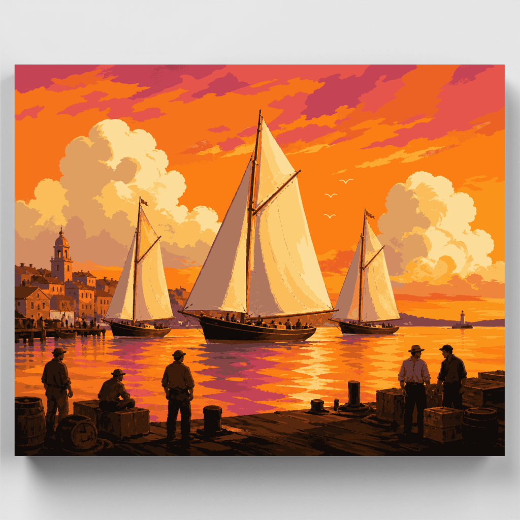 Harbor Sunset Regatta - Paint by Numbers Kit