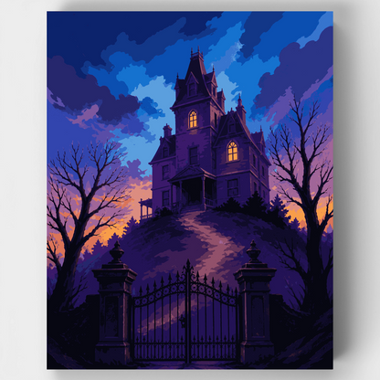 Haunted Hilltop Mansion - Paint by Numbers Kit