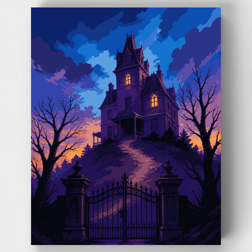 Haunted Hilltop Mansion - Paint by Numbers Kit