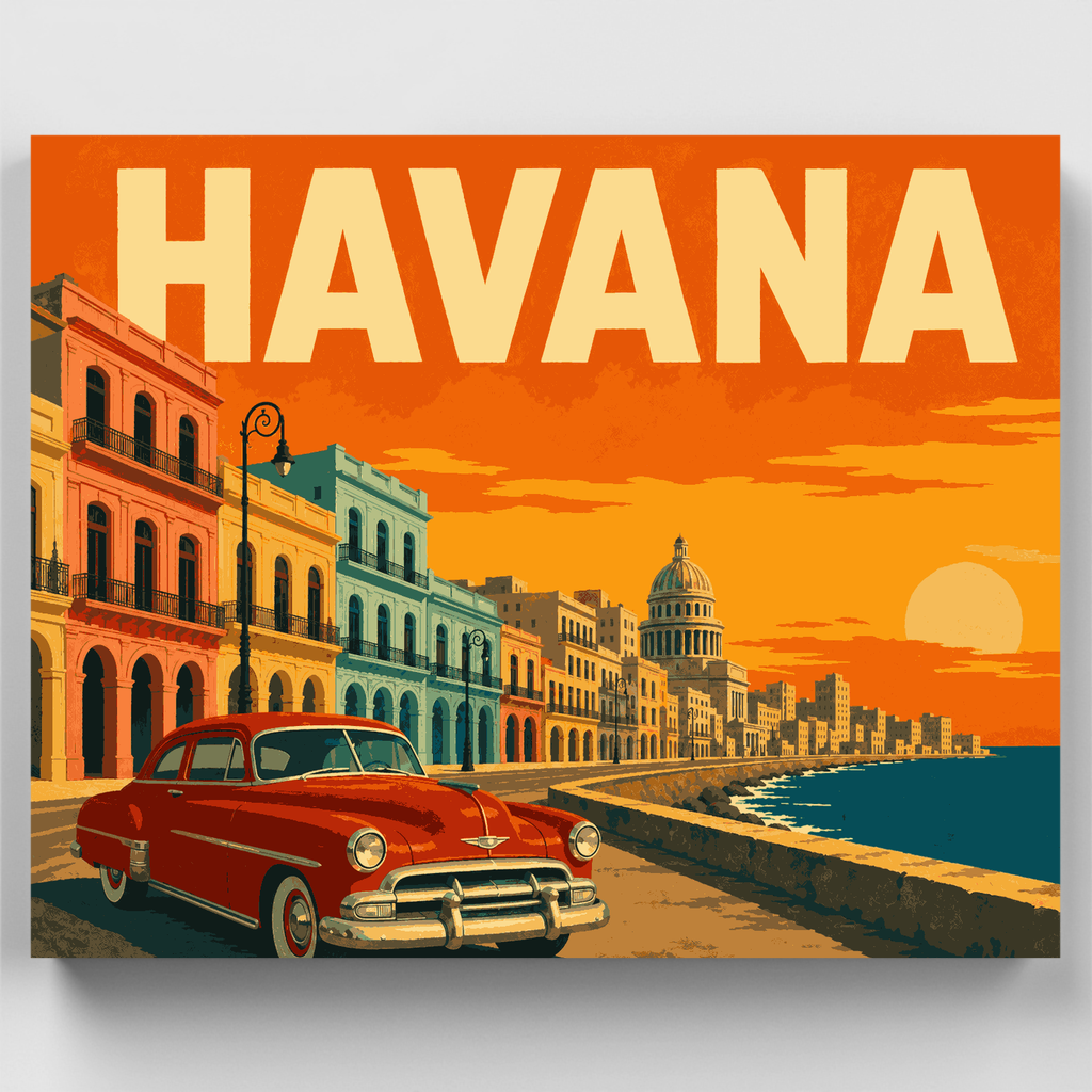 Kit de pintura por números - Atardecer en el Malecón de La Habana — Estándar