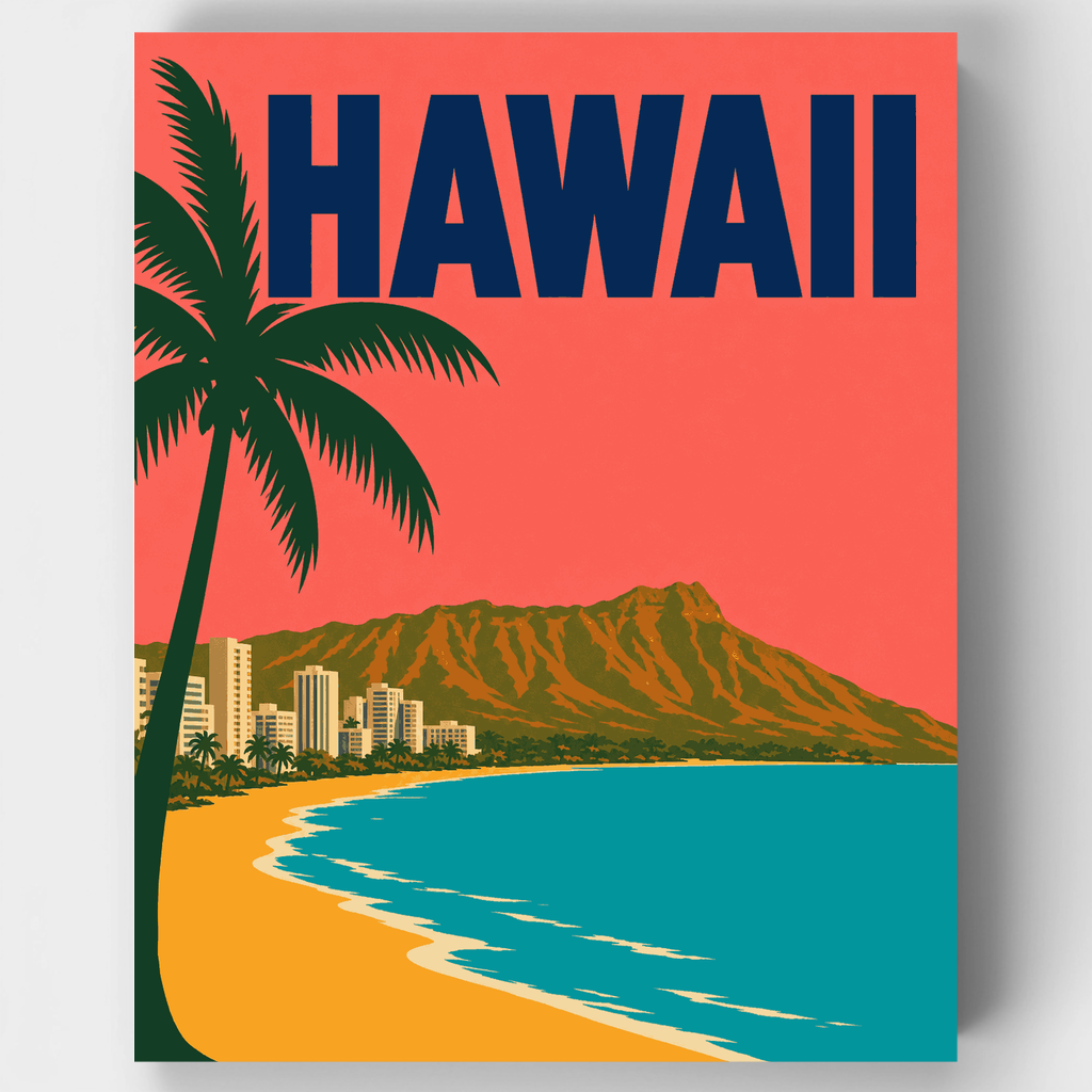 Kit de pintura por números - Playa de Waikiki, Hawái — Estándar