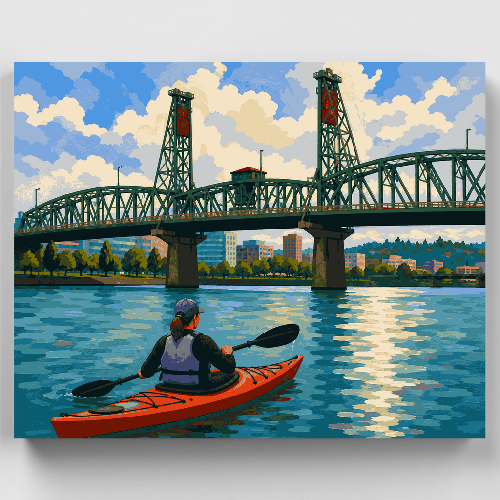 Kit de pintura por números - Paseo en remo en el puente Hawthorne — Estándar