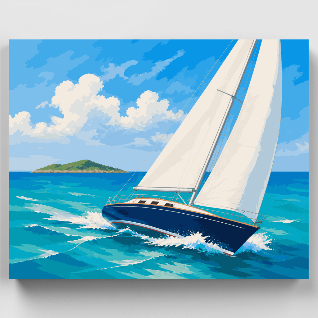 Velero escorado, Bahía de Vizcaína - Kit de pintura por números — Estándar