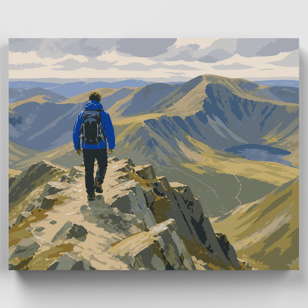 Kit de pintura por números - Excursionista en la cresta de Helvellyn — Estándar