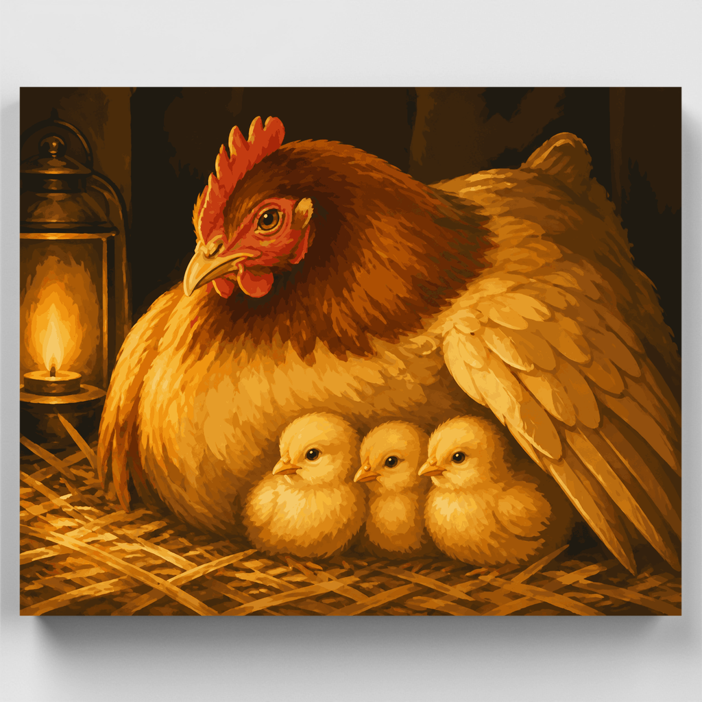 Gallina y pollitos - Kit de pintura por números — Estándar