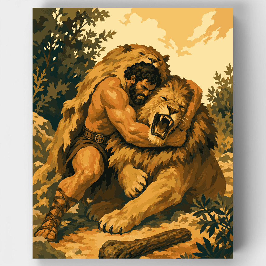 Hércules y el león de Nemea - Kit de pintura por números — Estándar
