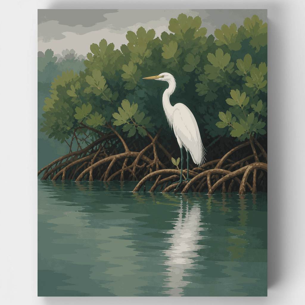 Heron Among Mangroves - Paint by Numbers Kit
