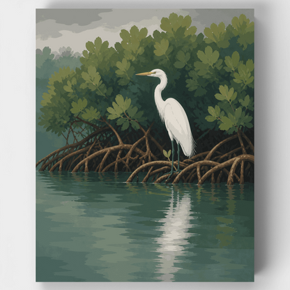 Heron Among Mangroves - Paint by Numbers Kit