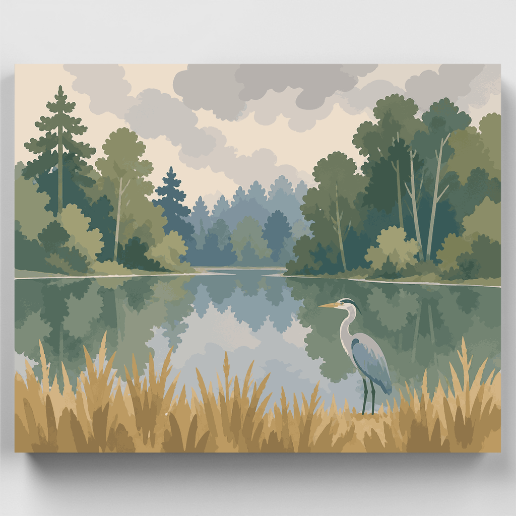 Heron's Quiet Pond - Paint by Numbers Kit