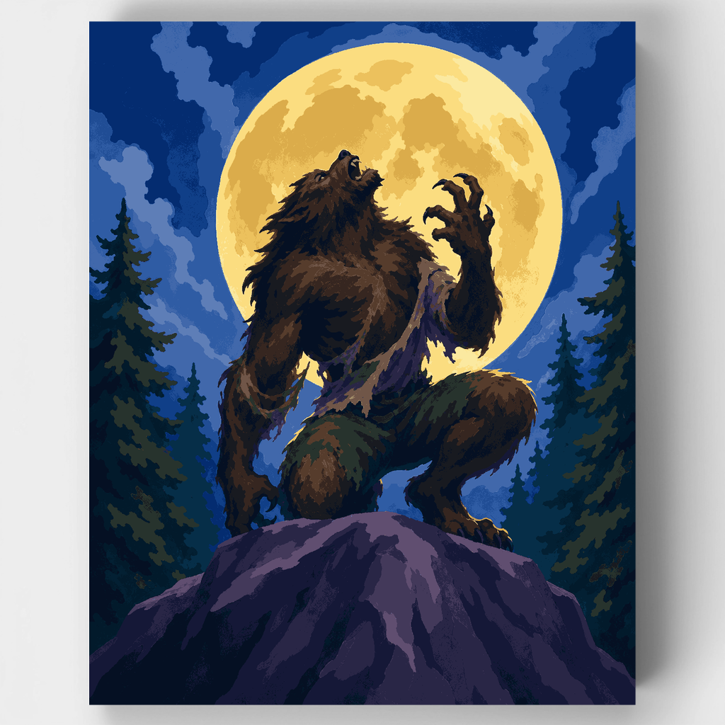 Hombre lobo aullando - Kit de pintura por números — Estándar
