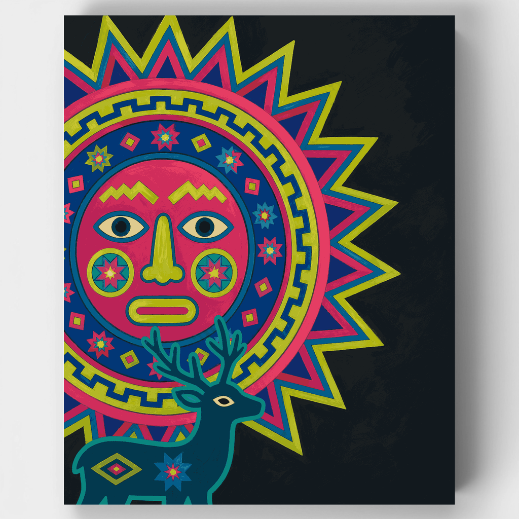 Ciervo sol huichol - Kit de pintura por números — Estándar